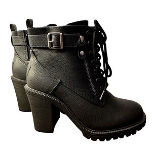 Torrid 7 WW Extra Wide Biker Whimsygoth Block Heel Chunky Lug Sole Hiker Bootie